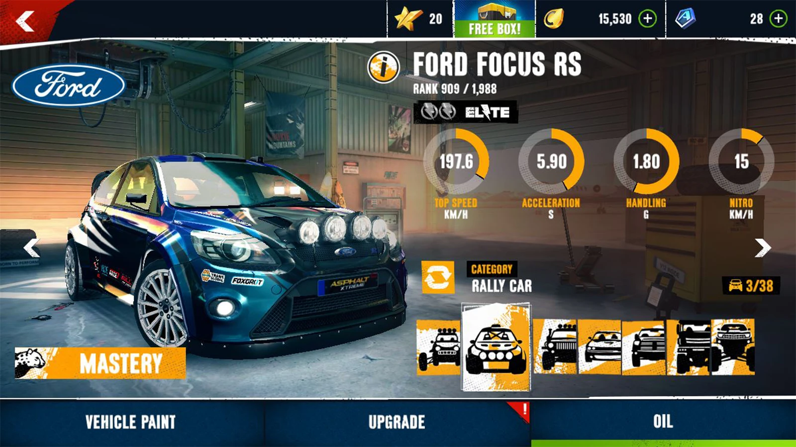 Asphalt Xtreme garage screenshot